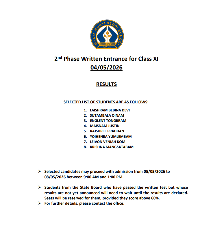2nd Phase Written Entrance for Class XI 2026-27